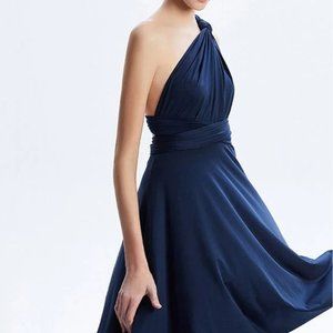 Navy Blue Midi Convertible Infinity Dress - One size